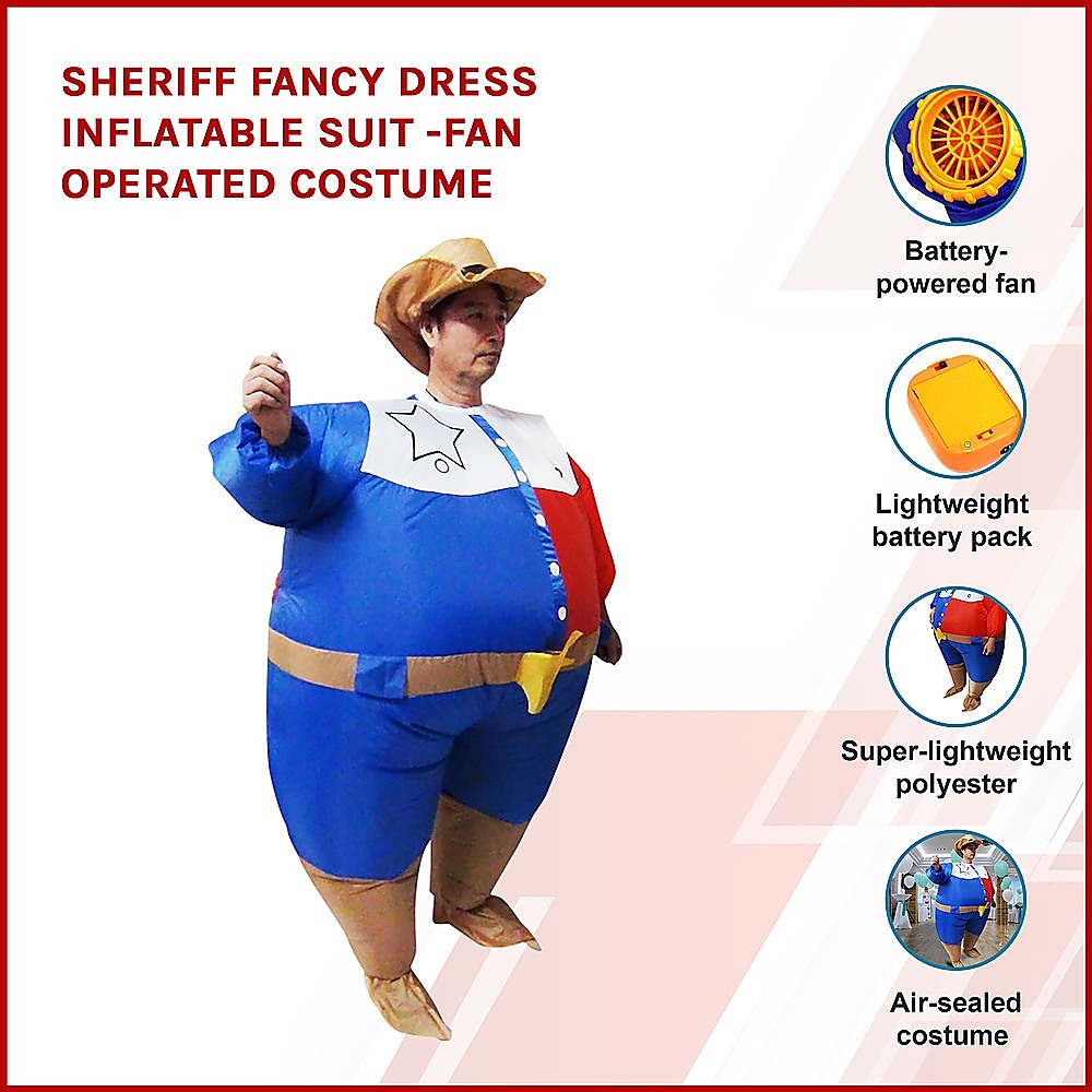 SHERIFF Fancy Dress Inflatable Suit -Fan Operated Costume - Melbourne Home & Living