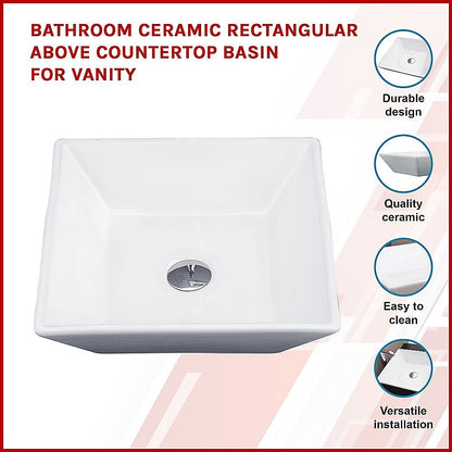 Bathroom Ceramic Rectangular Above Countertop Basin for Vanity - Melbourne Home & Living