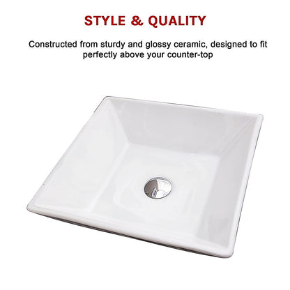 Bathroom Ceramic Rectangular Above Countertop Basin for Vanity - Melbourne Home & Living
