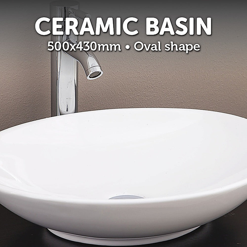 Bathroom Ceramic Oval Above Countertop Basin for Vanity - Melbourne Home & Living