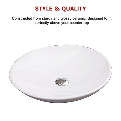 Bathroom Ceramic Oval Above Countertop Basin for Vanity - Melbourne Home & Living