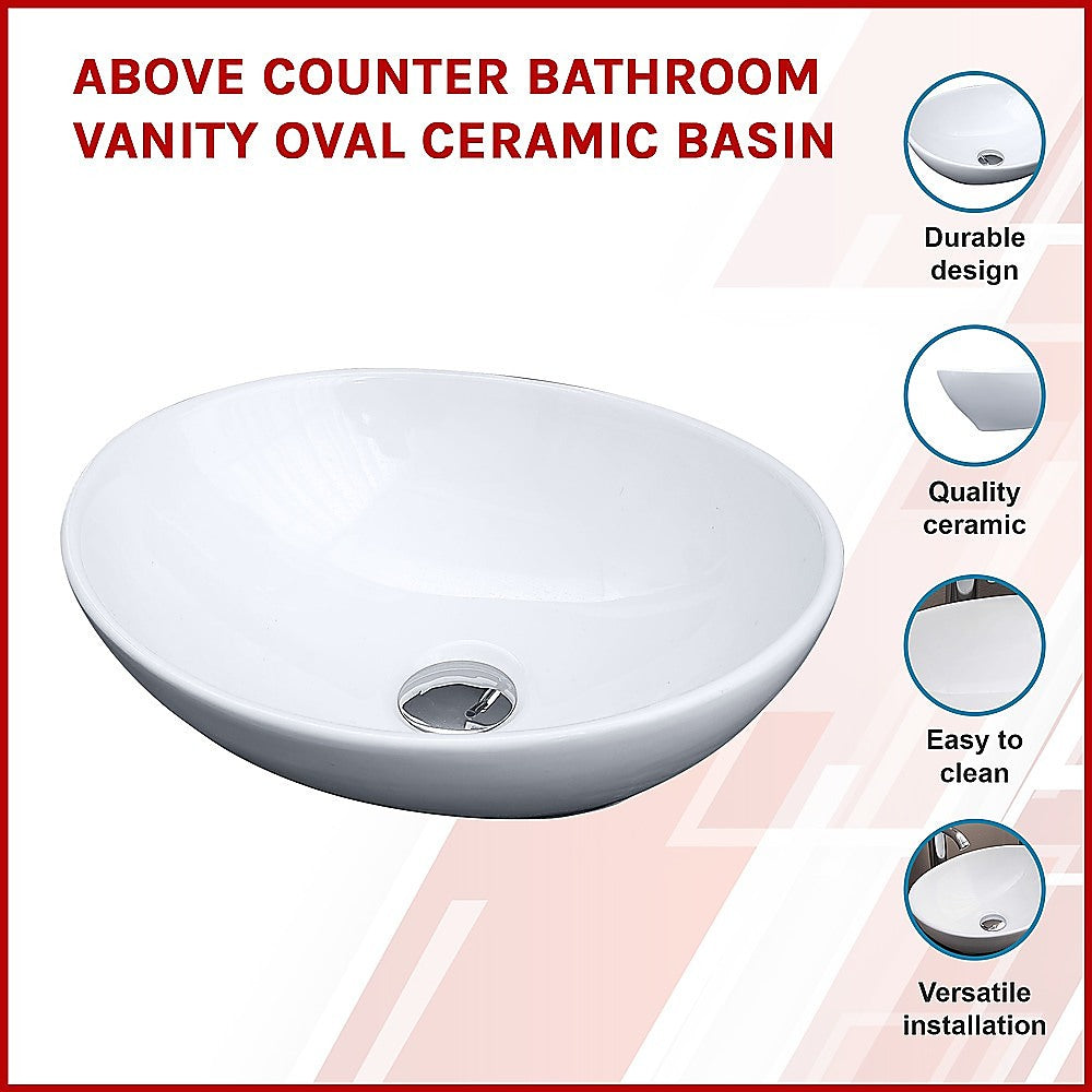 Above Counter Bathroom Vanity Oval Ceramic Basin - Melbourne Home & Living