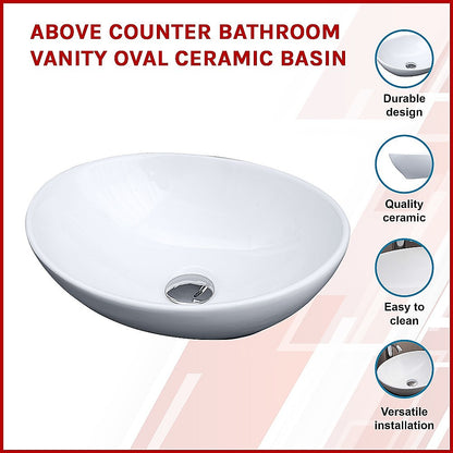 Above Counter Bathroom Vanity Oval Ceramic Basin - Melbourne Home & Living