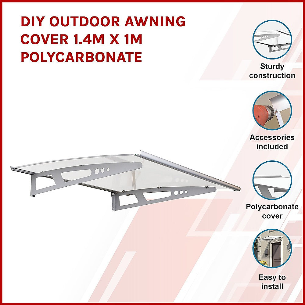 DIY Outdoor Awning Cover 1.4m x 1m Polycarbonate - Melbourne Home & Living