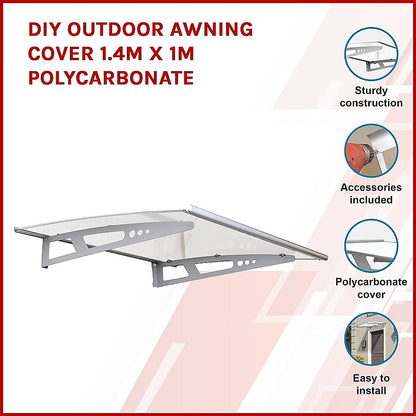 DIY Outdoor Awning Cover 1.4m x 1m Polycarbonate - Melbourne Home & Living
