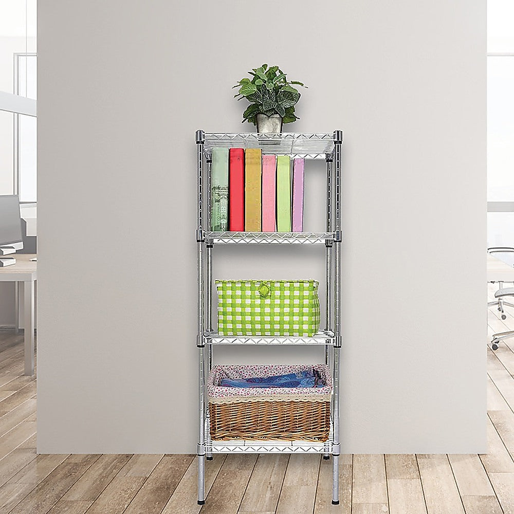 Modular Chrome Wire Storage Shelf 350 x 350 x 1800 Steel Shelving - Melbourne Home & Living
