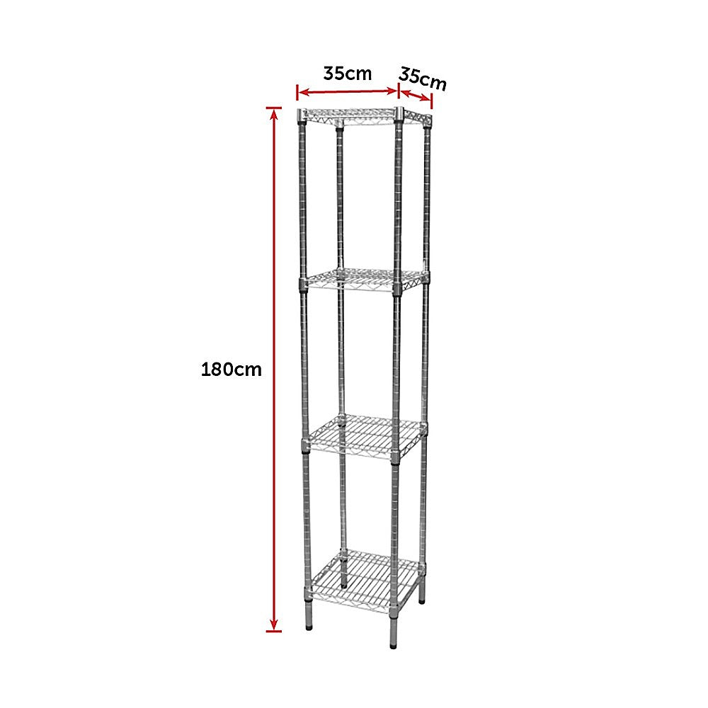 Modular Chrome Wire Storage Shelf 350 x 350 x 1800 Steel Shelving - Melbourne Home & Living
