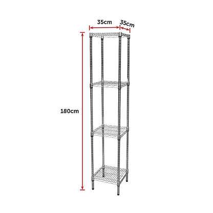 Modular Chrome Wire Storage Shelf 350 x 350 x 1800 Steel Shelving - Melbourne Home & Living