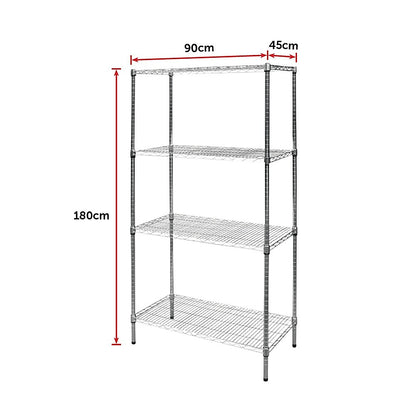 Modular Chrome Wire Storage Shelf 900 x 450 x 1800 Steel Shelving