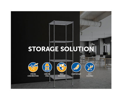 Modular Chrome Wire Storage Shelf 450 x 450 x 1800 Steel Shelving - Melbourne Home & Living