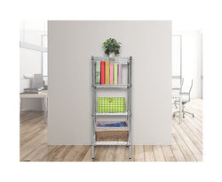 Modular Chrome Wire Storage Shelf 450 x 450 x 1800 Steel Shelving - Melbourne Home & Living