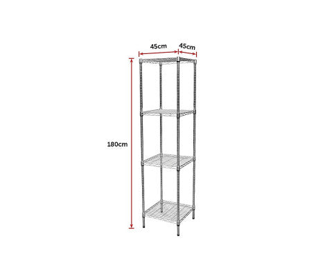 Modular Chrome Wire Storage Shelf 450 x 450 x 1800 Steel Shelving - Melbourne Home & Living