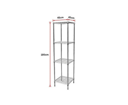 Modular Chrome Wire Storage Shelf 450 x 450 x 1800 Steel Shelving - Melbourne Home & Living