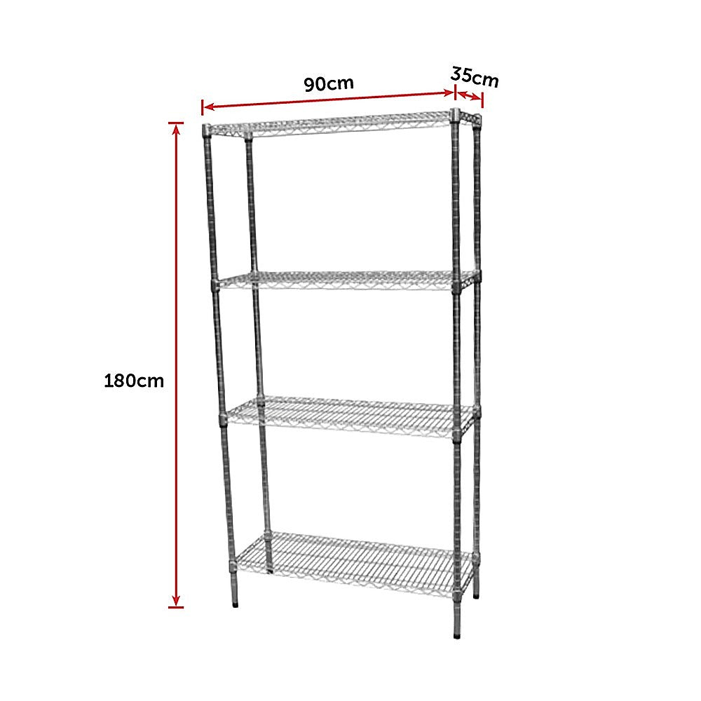 Modular Chrome Wire Storage Shelf 900 x 350 x 1800 Steel Shelving - Melbourne Home & Living