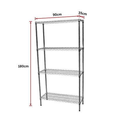 Modular Chrome Wire Storage Shelf 900 x 350 x 1800 Steel Shelving - Melbourne Home & Living