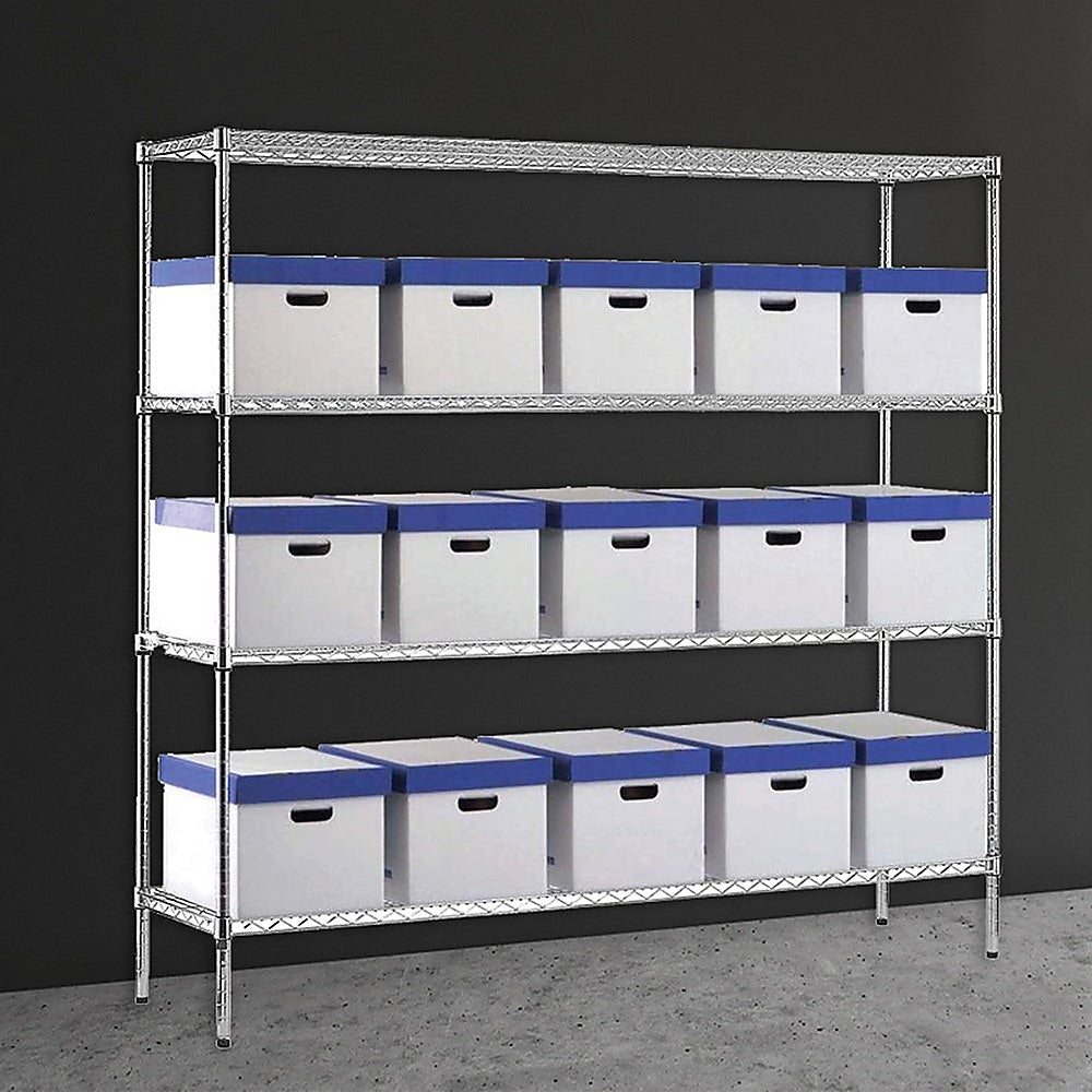 Modular Chrome Wire Storage Shelf 1500 x 600 x 1800 Steel Shelving - Melbourne Home & Living