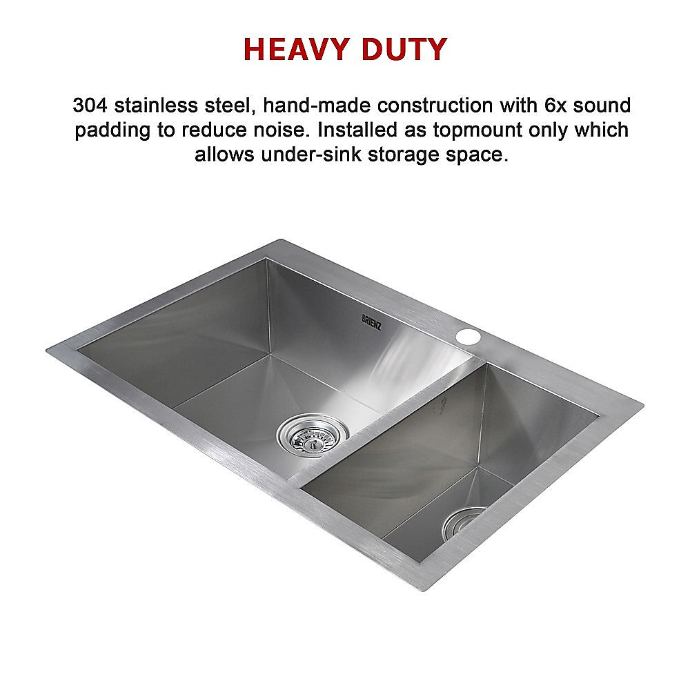 745x505mm Handmade Stainless Steel Topmount Kitchen Sink with Waste