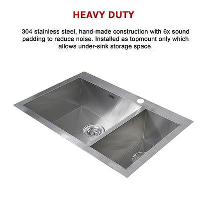 745x505mm Handmade Stainless Steel Topmount Kitchen Sink with Waste