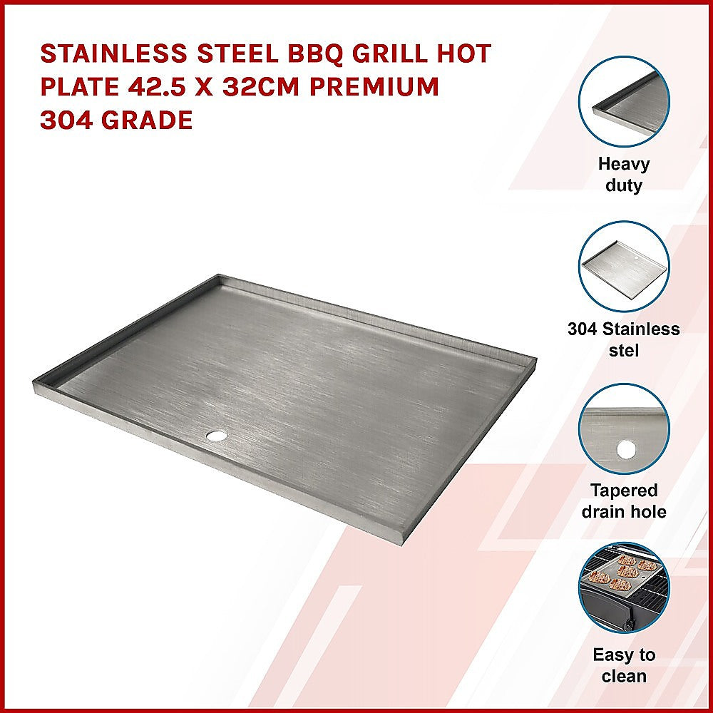 Stainless Steel BBQ Grill Hot Plate 42.5 X 32CM Premium 304 Grade - Melbourne Home & Living