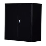 Two-Door Shelf Office Gym Filing Storage Locker Cabinet Safe Black