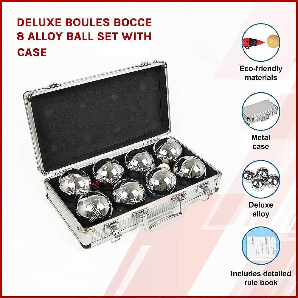 Deluxe Boules Bocce 8 Alloy Ball Set with Wooden Case - Melbourne Home & Living