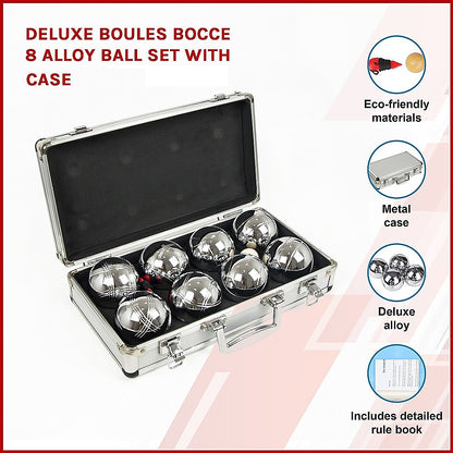 Deluxe Boules Bocce 8 Alloy Ball Set with Wooden Case - Melbourne Home & Living