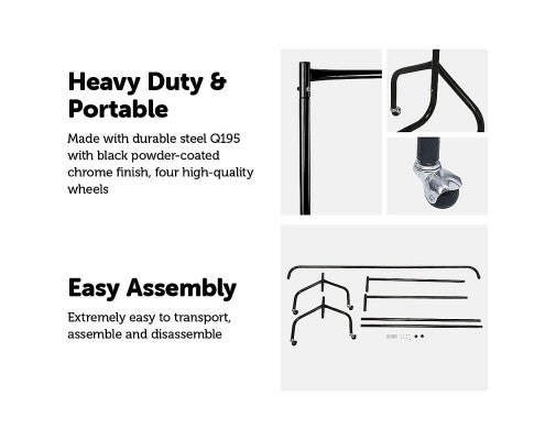 300LBS Heavy Duty Clothing Garment Rail Rack Hanger - Melbourne Home & Living