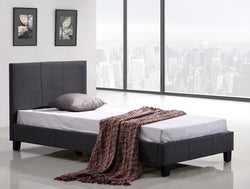 Single Linen Fabric Bed Frame Grey - Melbourne Home & Living