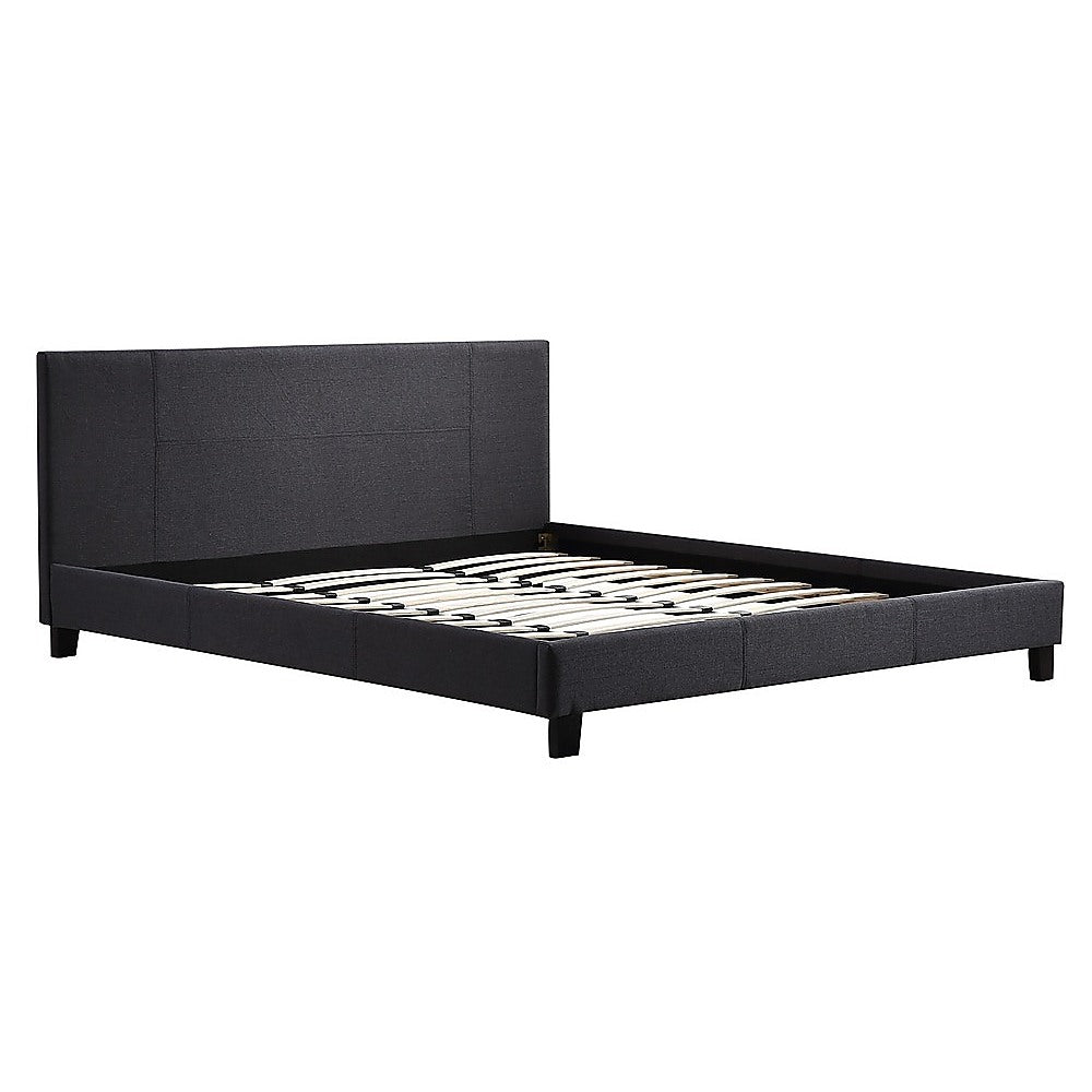 King Linen Fabric Bed Frame Grey - Melbourne Home & Living