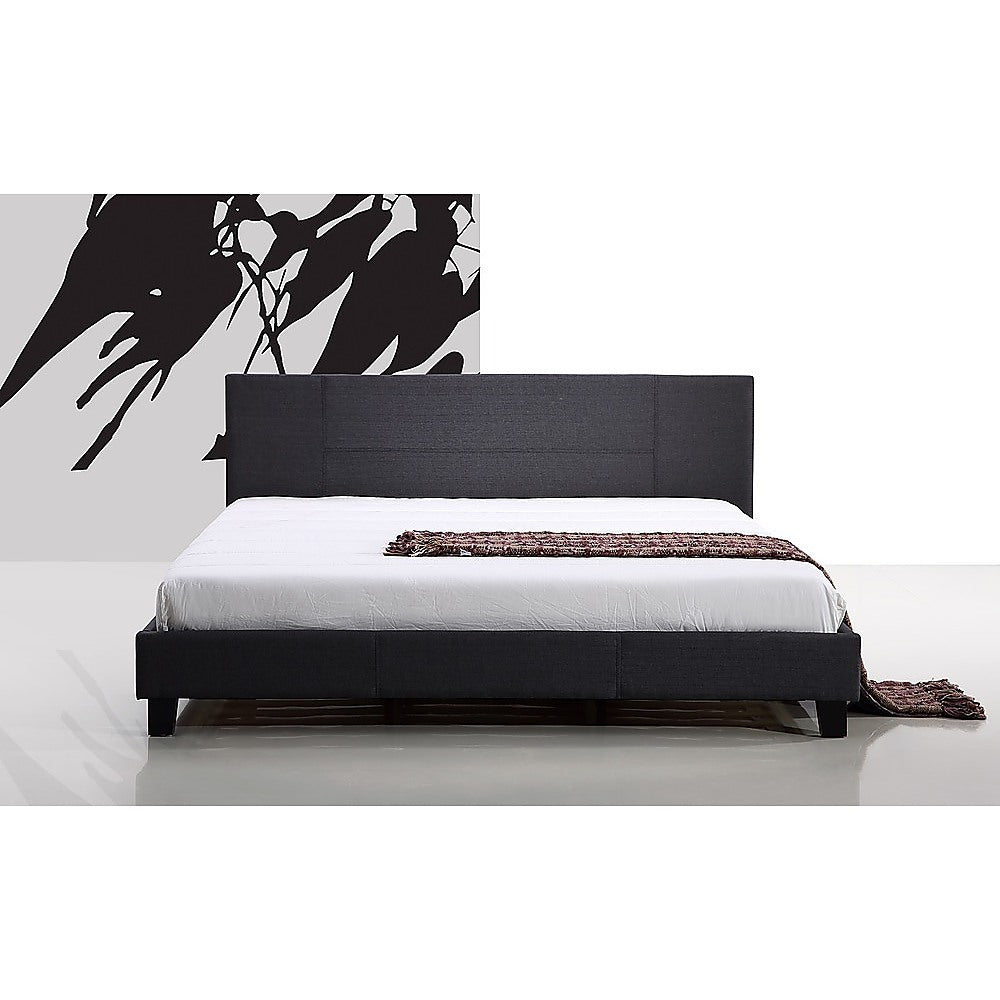 King Linen Fabric Bed Frame Grey - Melbourne Home & Living