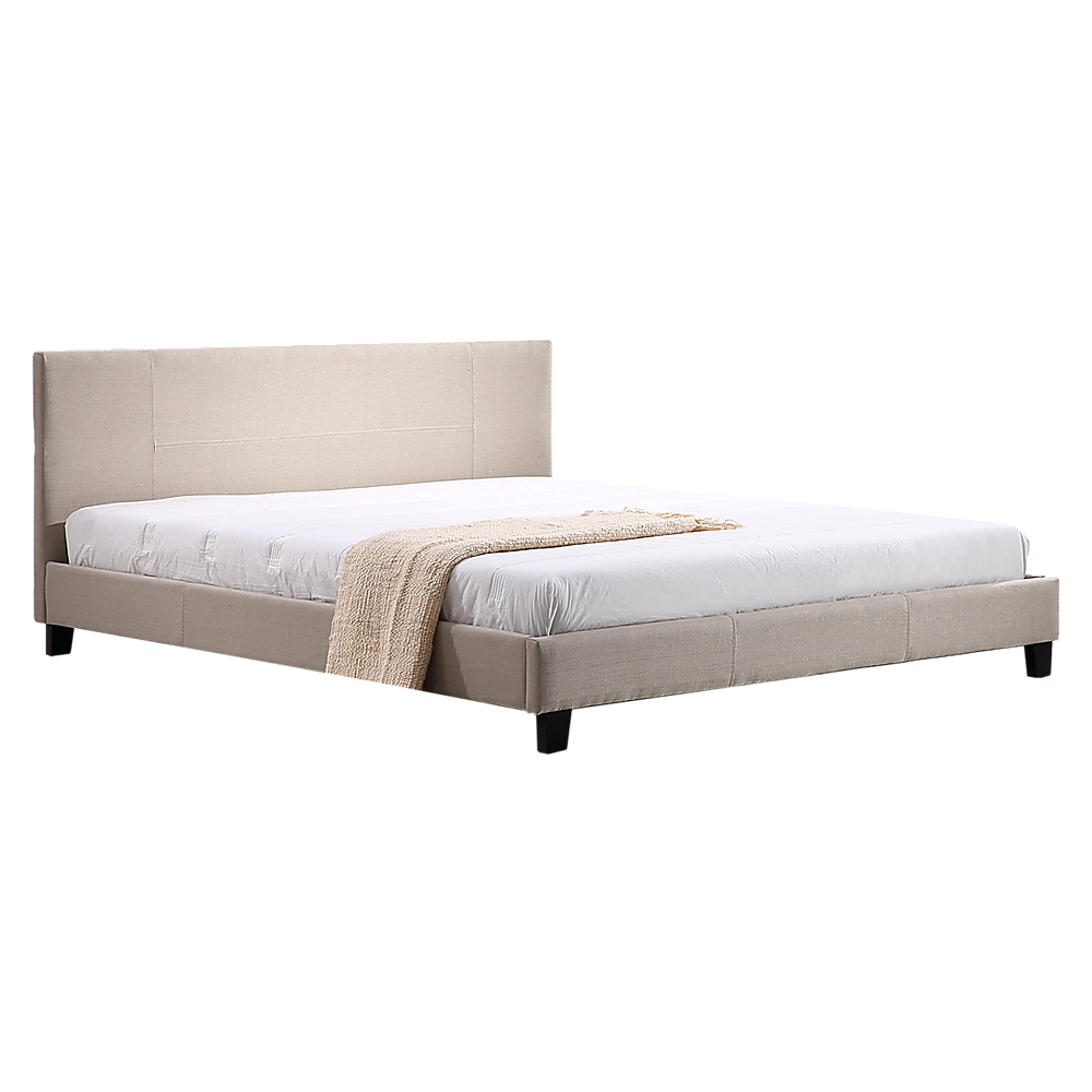King Linen Fabric Bed Frame Beige - Melbourne Home & Living
