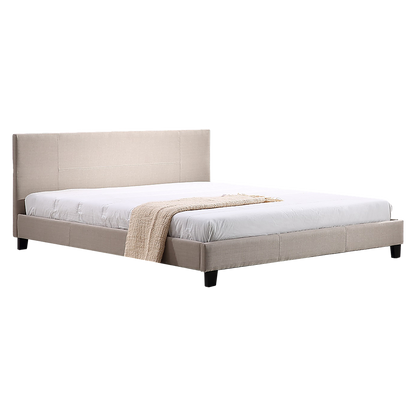 King Linen Fabric Bed Frame Beige - Melbourne Home & Living