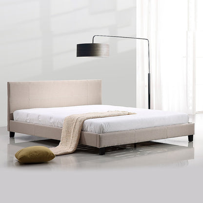 King Linen Fabric Bed Frame Beige - Melbourne Home & Living