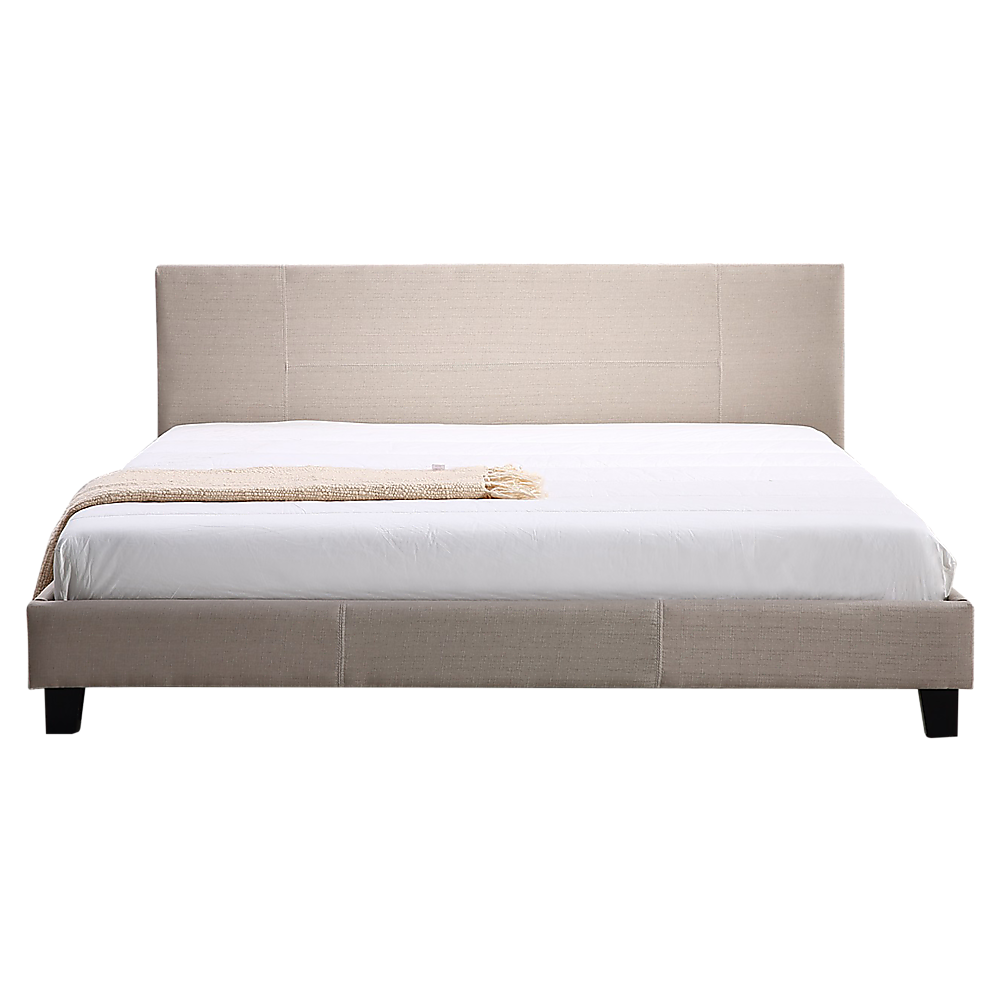 King Linen Fabric Bed Frame Beige - Melbourne Home & Living