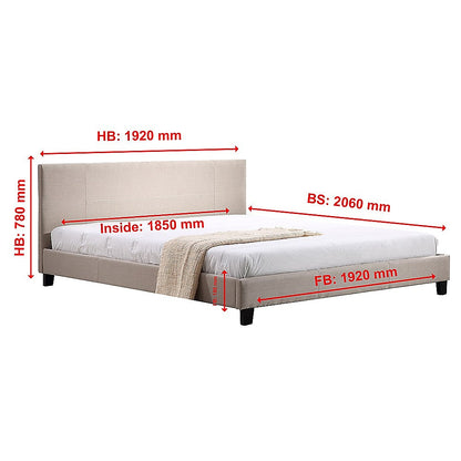 King Linen Fabric Bed Frame Beige - Melbourne Home & Living