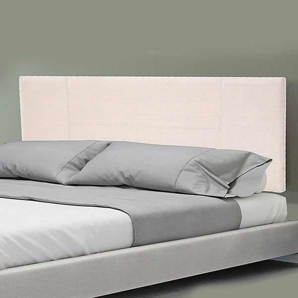  Linen Fabric Queen Bed Headboard Bedhead - Beige