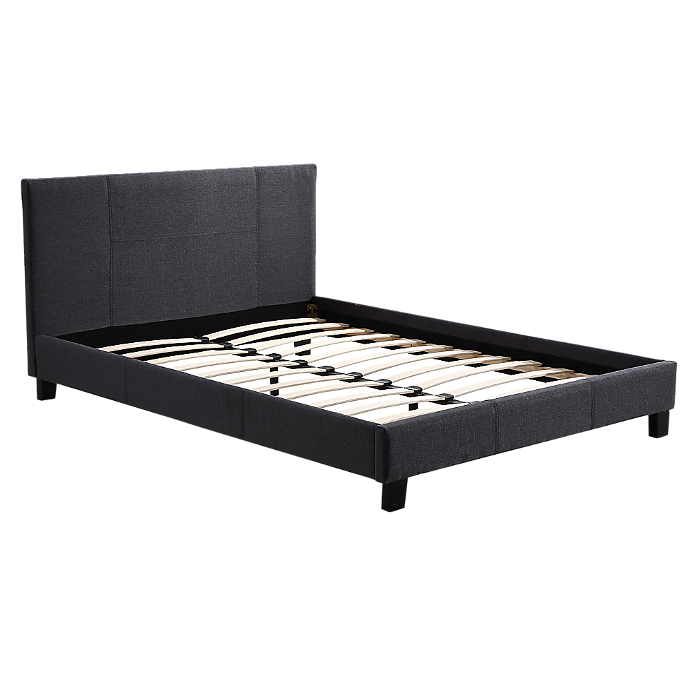 Double Linen Fabric Bed Frame Grey - Melbourne Home & Living