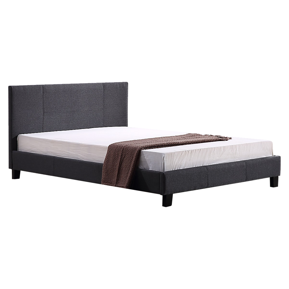 Double Linen Fabric Bed Frame Grey - Melbourne Home & Living