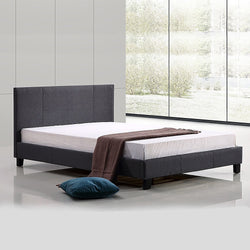 Double Linen Fabric Bed Frame Grey - Melbourne Home & Living