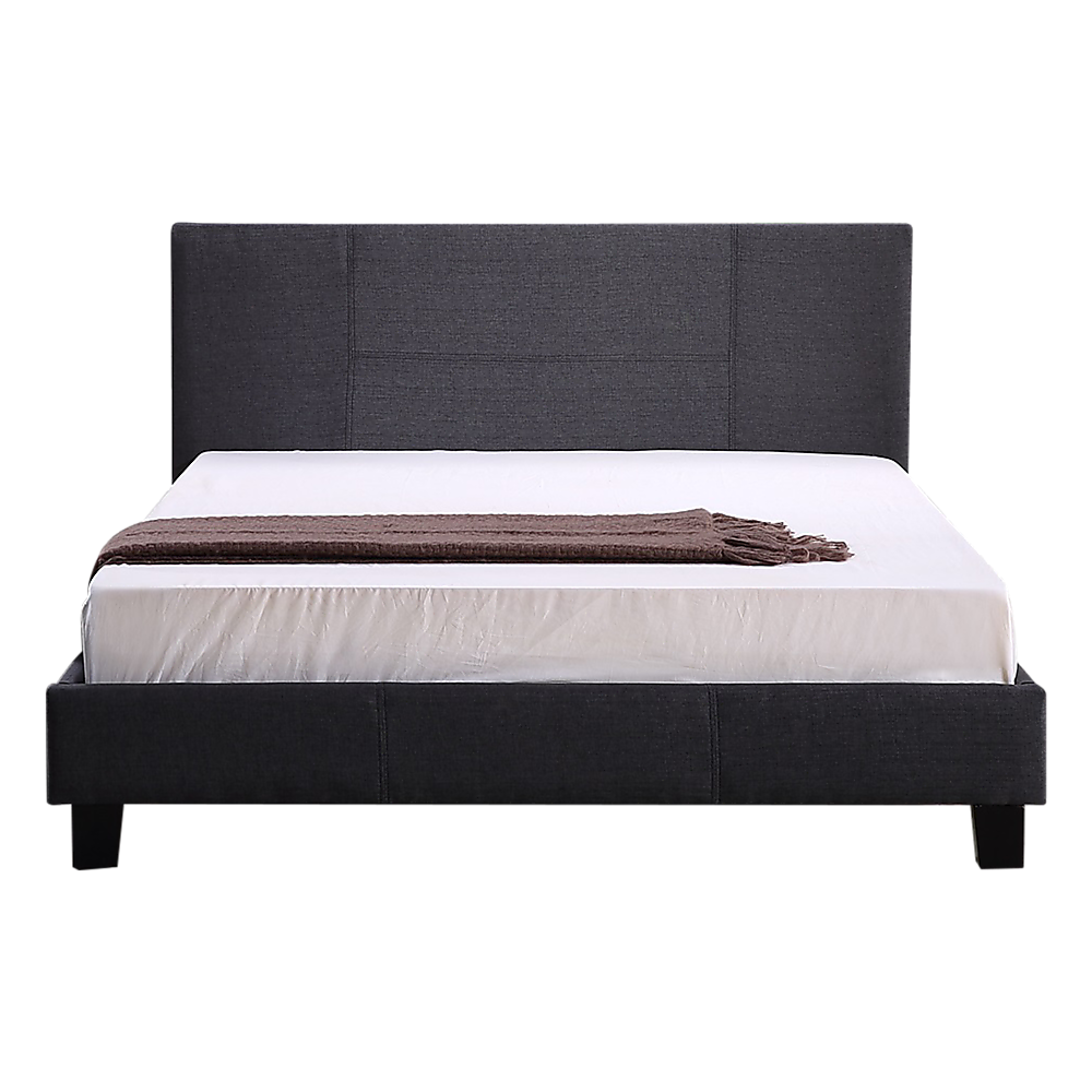 Double Linen Fabric Bed Frame Grey - Melbourne Home & Living