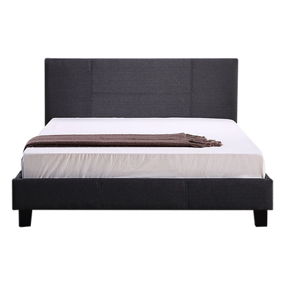 Double Linen Fabric Bed Frame Grey - Melbourne Home & Living