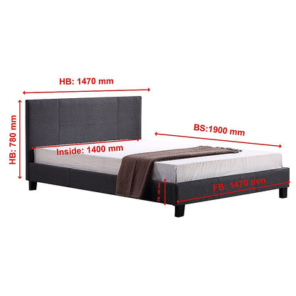 Double Linen Fabric Bed Frame Grey - Melbourne Home & Living