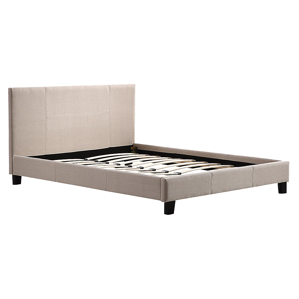 Double Linen Fabric Bed Frame Beige - Melbourne Home & Living