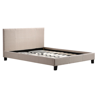 Double Linen Fabric Bed Frame Beige - Melbourne Home & Living