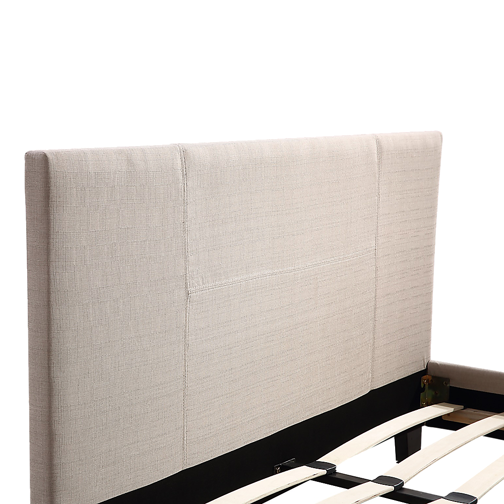 Double Linen Fabric Bed Frame Beige - Melbourne Home & Living