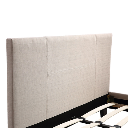 Double Linen Fabric Bed Frame Beige - Melbourne Home & Living