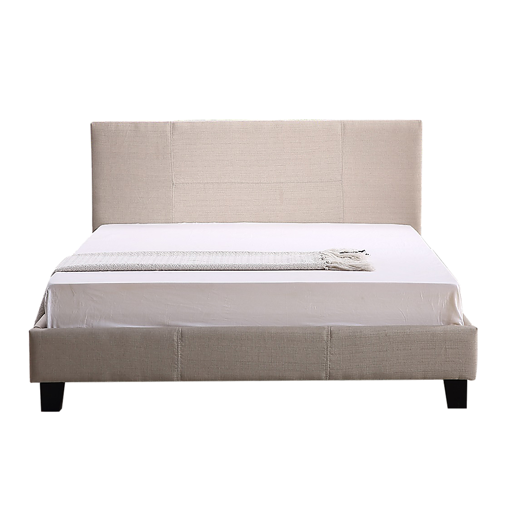 Double Linen Fabric Bed Frame Beige - Melbourne Home & Living