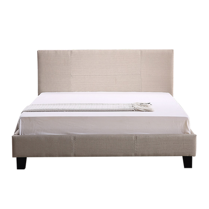 Double Linen Fabric Bed Frame Beige - Melbourne Home & Living