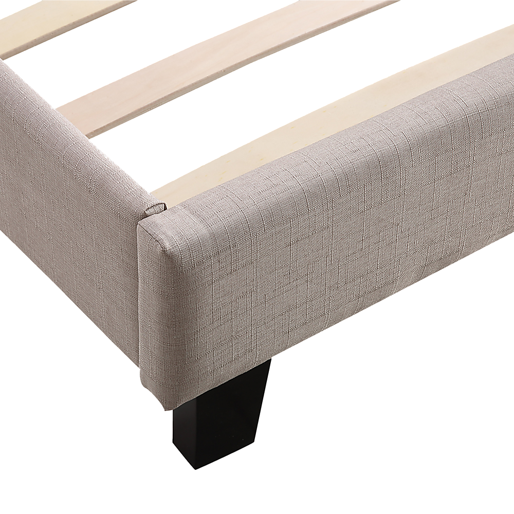 Double Linen Fabric Bed Frame Beige - Melbourne Home & Living