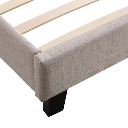 Double Linen Fabric Bed Frame Beige - Melbourne Home & Living